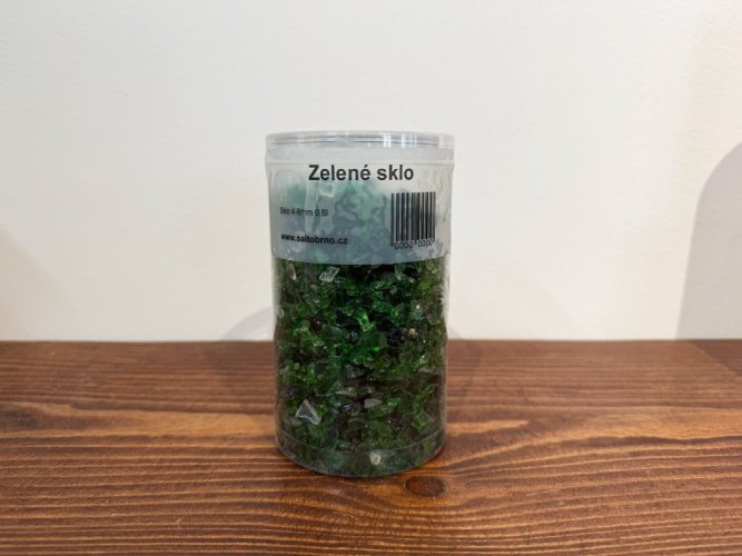 Skleněná drť, Zahradní zelená 4-8 mm, dóza 0,8l (cca 0,8kg)